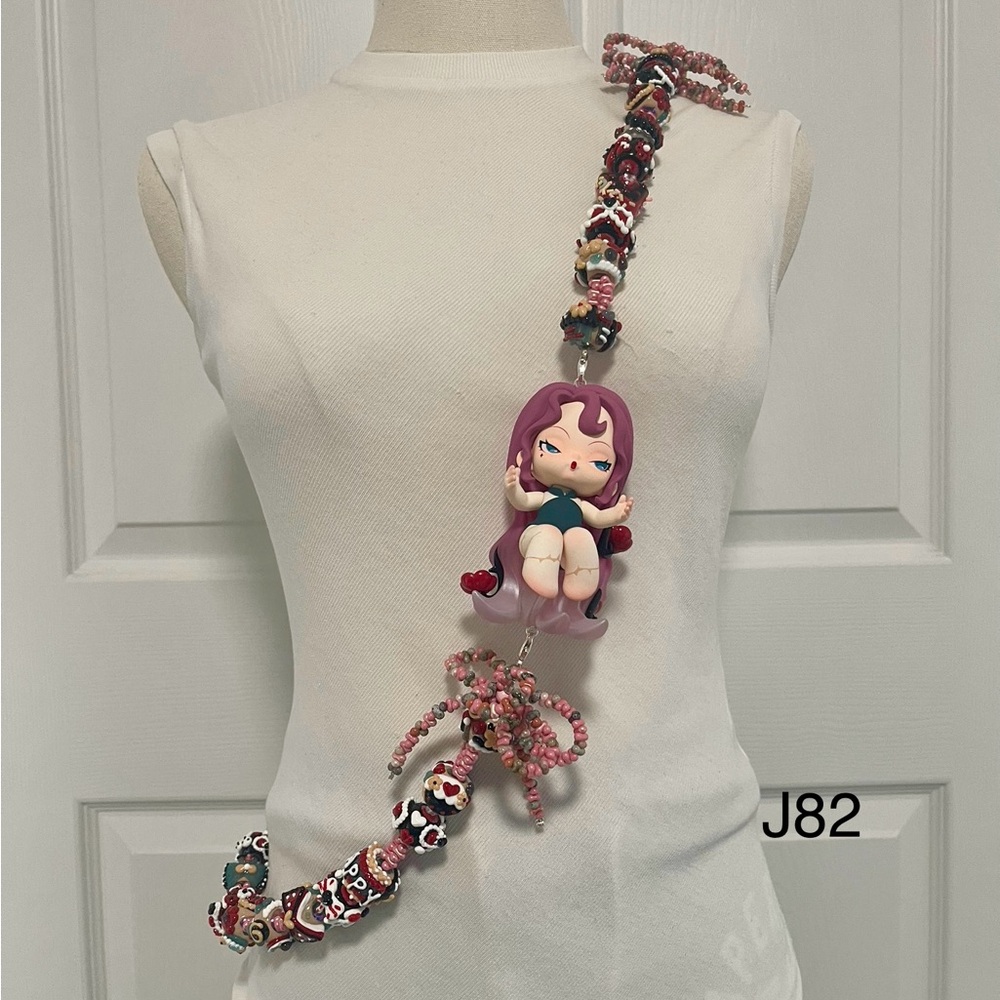 Handmade Crossbody Phone Strap with Figure Toy adjustable for Phone Lanyard,Bag